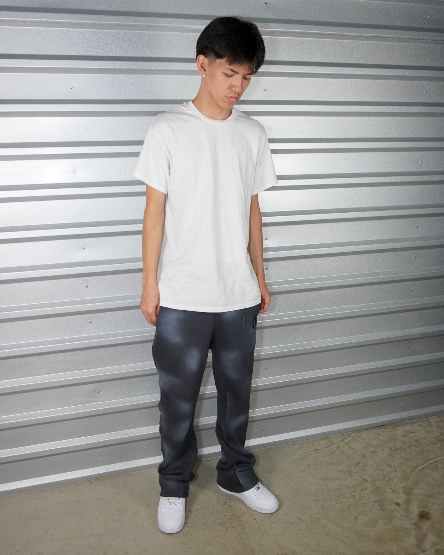 WASHED FLARED SWEATPANTS - GREY image 1