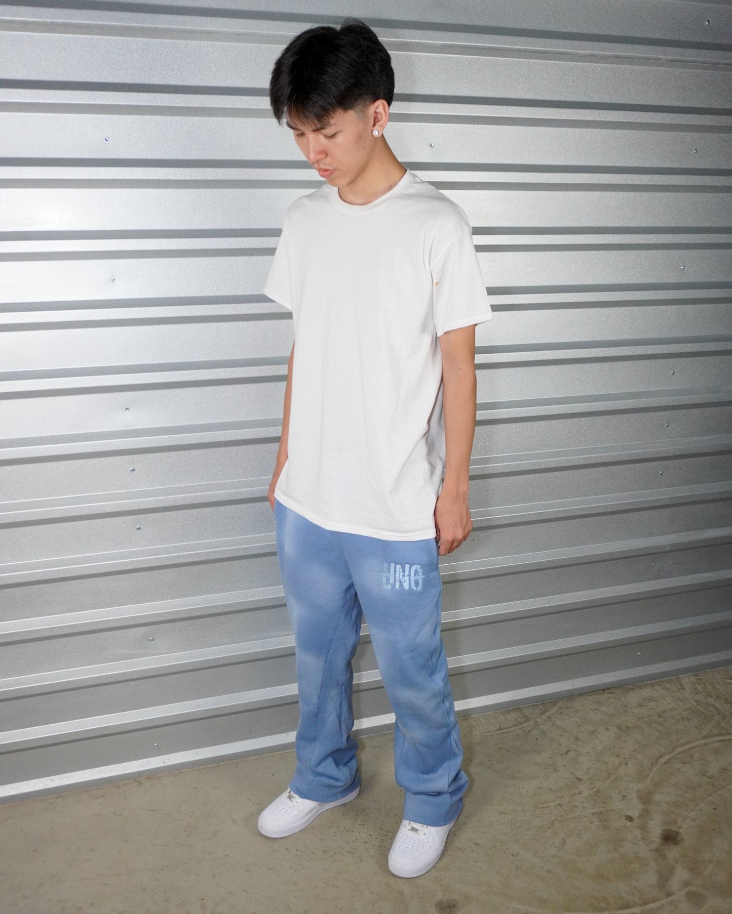 WASHED FLARED SWEATPANTS - BABY BLUE image 1