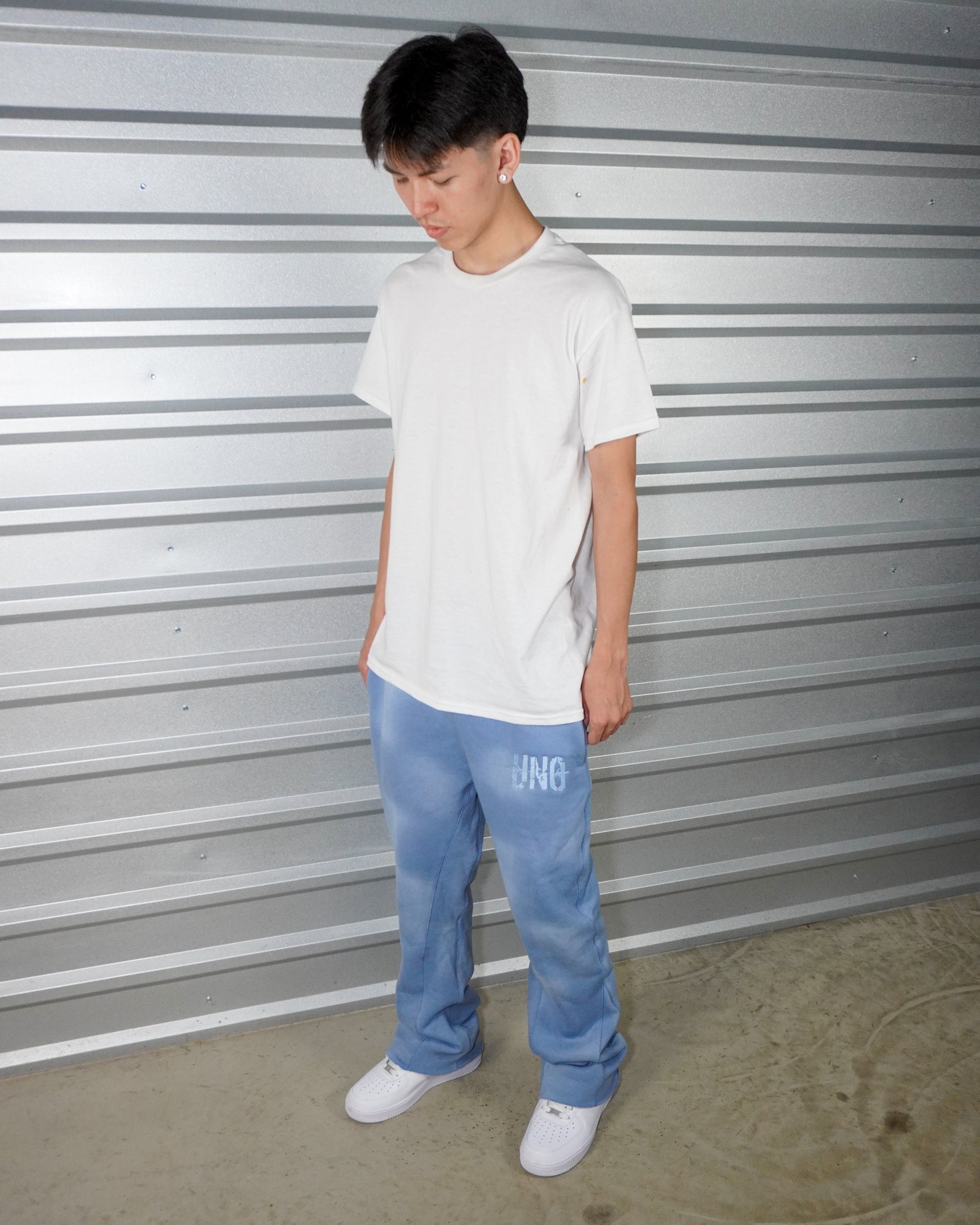 WASHED FLARED SWEATPANTS - BABY BLUE image 1