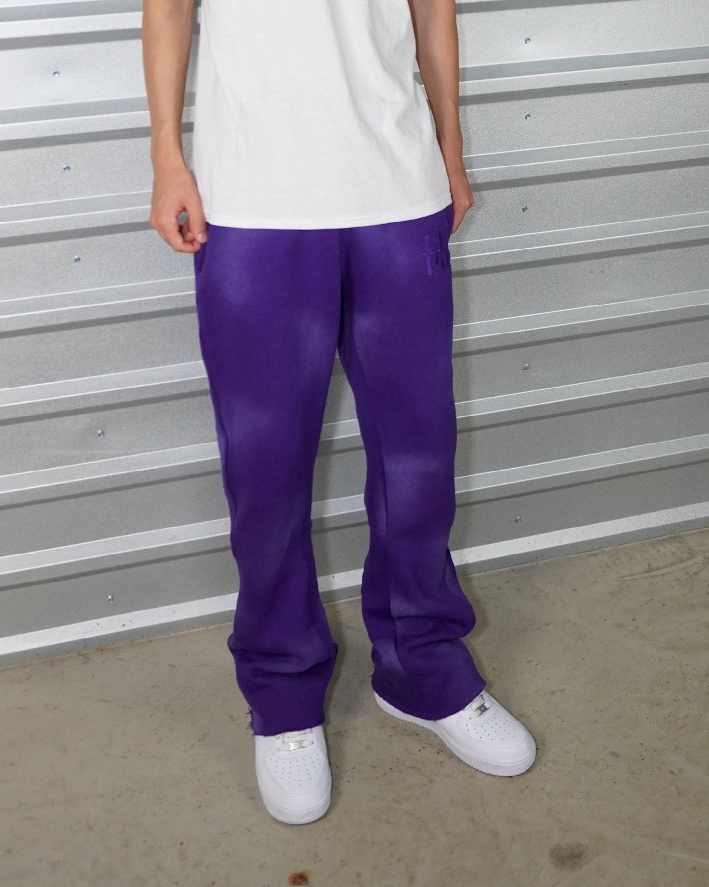 WASHED FLARED SWEATPANTS - PURPLE image 2
