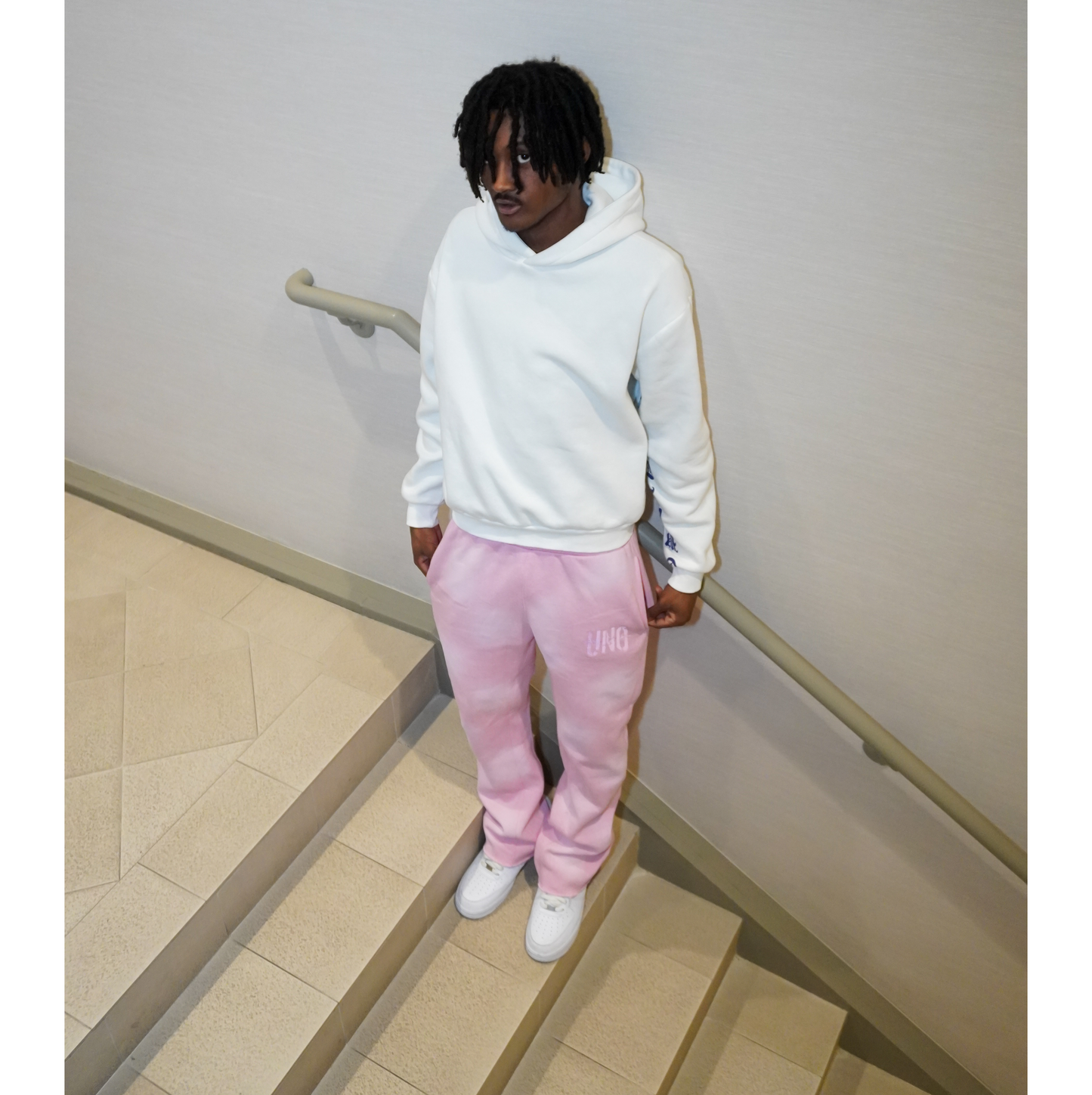 WASHED FLARED SWEATPANTS - PINK image 1